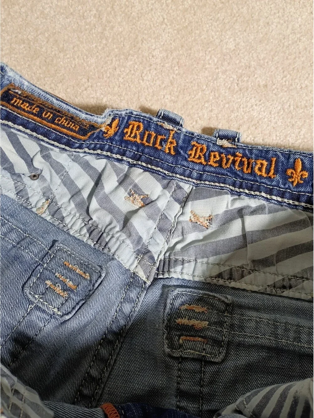 Rock Revival Jeans Men 34x31 Briley Straight Fit Embroidered Denim Pants Flap